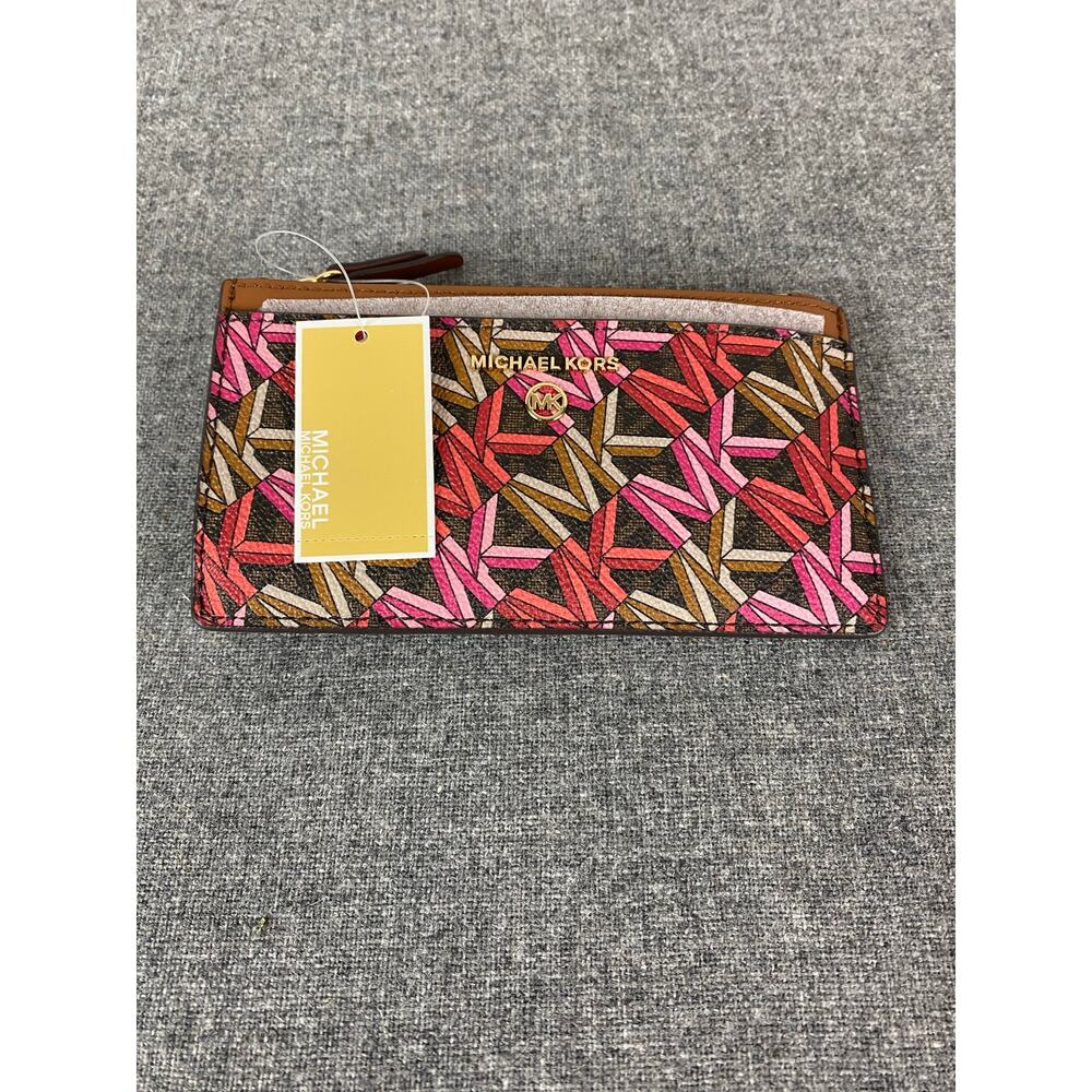 MICHAEL KORS Jet Set Medium SLIM Card Case Leather WALLET Organizer